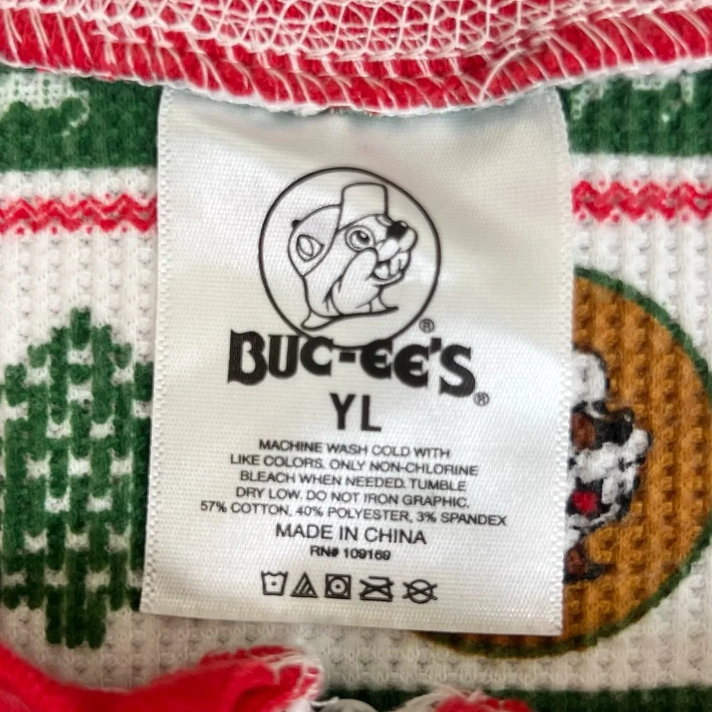BUC-EES Youth Beaver Christmas Onesie Pajamas  Front Zip Large Family PJs Bucees